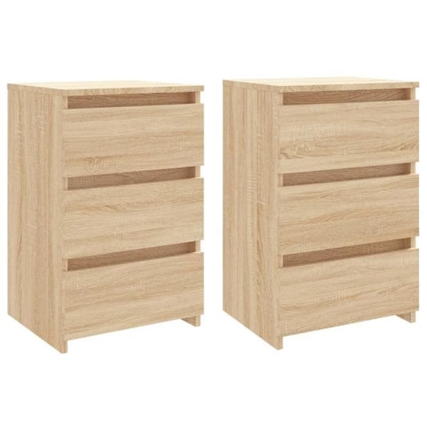 Sæt af 2 natborde med 3 skuffer 40 x 35 x 62,5 cm spånplade farve eg DEC035260 Flerfärgad