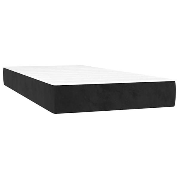 LED-sengramme med hovedgærde madras 100x200 cm sort fløjlsstof TDL0209323 Svart