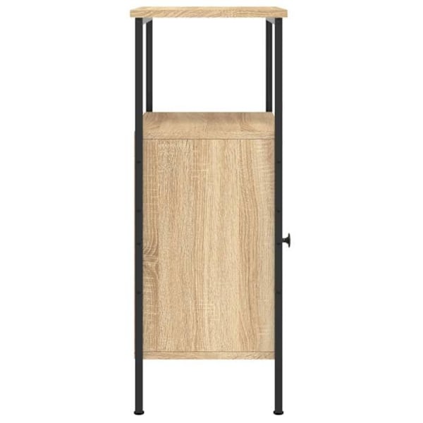 Sæt med 2 natborde med opbevaringsrum med dør og hylde 41 x 31 x 80 cm ingeniørtræ farve egetræ og jern DEC035287 kastanj