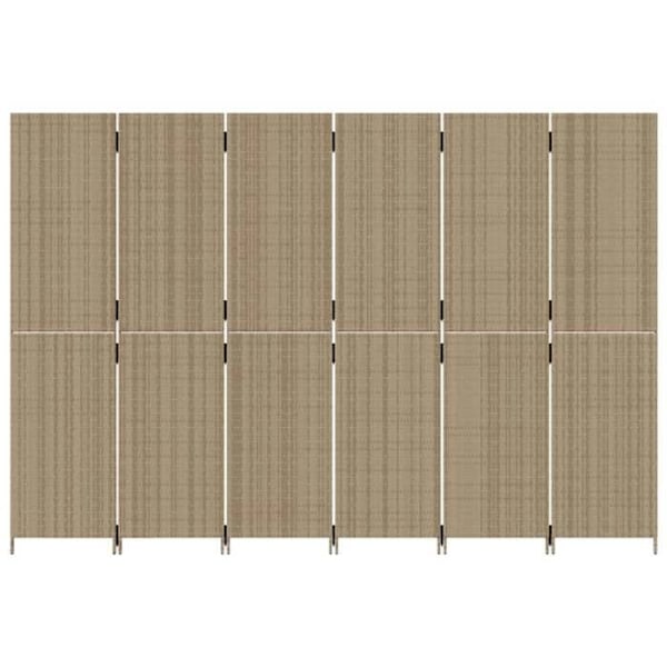 Paravent separerende rumskiller 6 paneler i flettet resin beige og stål DEC031042 Beige