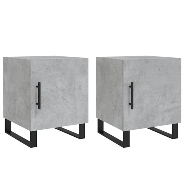 Sæt med 2 natborde med skab med dør 40 x 40 x 50 cm grå ingeniørtræ DEC035395 kastanj