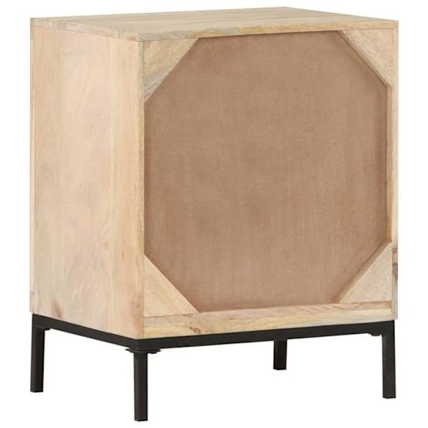 Nattesbord med skab med dør 40 x 30 x 50 cm mango træ og rattan DEC032930 kastanj