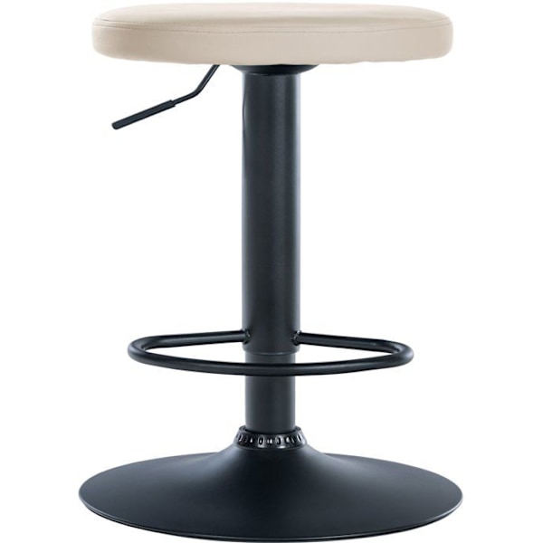 Barstol x1 enkel design højdejusterbar PVC-belægning i creme med sorte metalben 10_0005343 Grädde
