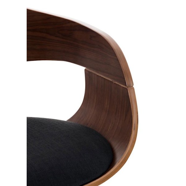 Pakke med 2 design barstole i skandinavisk stil i sort stof med struktur i valnøddefarvet træ 10_0004248 kastanj
