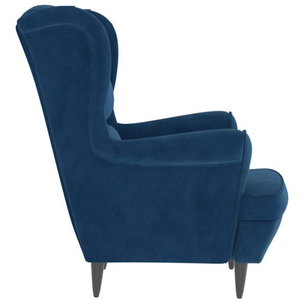Lounge lænestol stue soveværelse komfortabel med armlæn i blå velour DEC026857 Blå