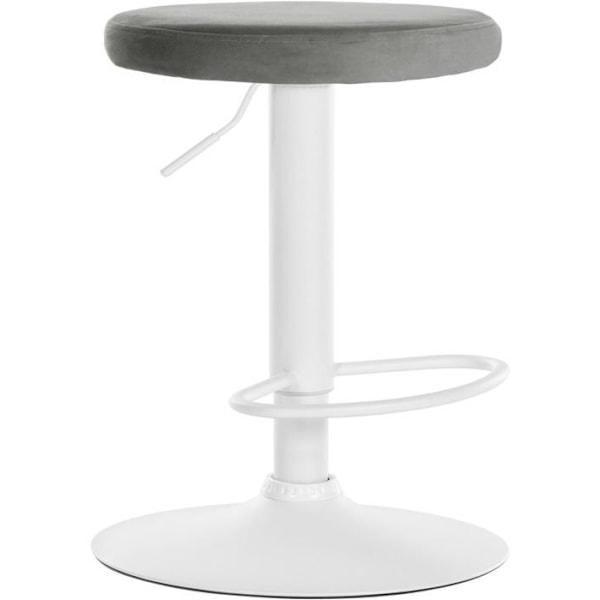 Barstol x1 enkel design justerbar höjd grå sammet klädsel metallben vit 10_0005357 Vit
