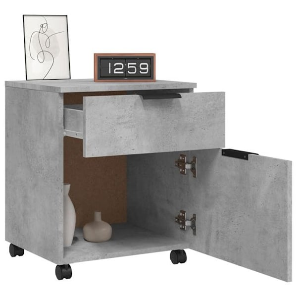 Caisson à tiroirs meuble de bureau sur roulettes mobile gris béton 45 x 38 x 54 cm gris DEC024564 Grå