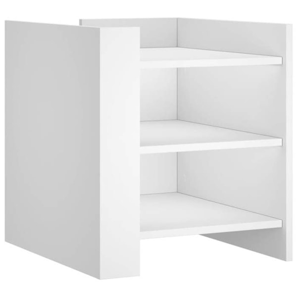 Nattbord med 3 åbne hylder 45 x 50 x 50 cm hvidt ingeniørtræ DEC033407 Vit