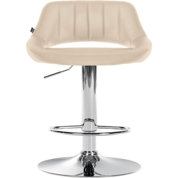 Barstol x1 med bøjle, drejelig og justerbar i creme PVC og metal 10_0005210 Grädde