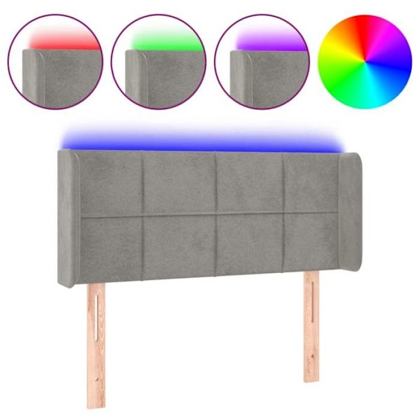 Sengegavl tilbehør til soveværelse LED-møbel 83 x 16 x 78/88 cm lysegrå velour TDL0201246