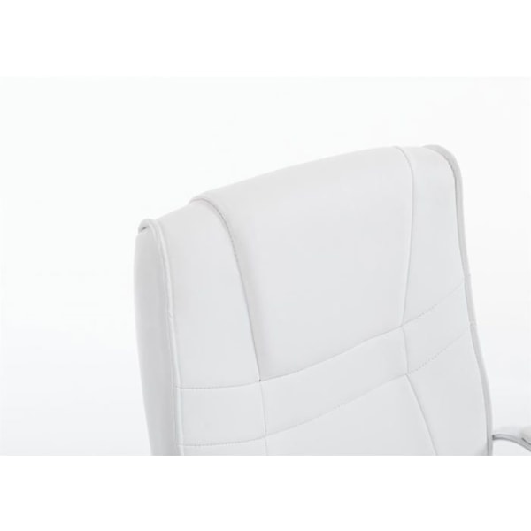 Kontorstol uden hjul, med armlæn, besøgsstol, maksimal belastning 180 kg, i hvid PVC, metalramme 10_0003249 Vit