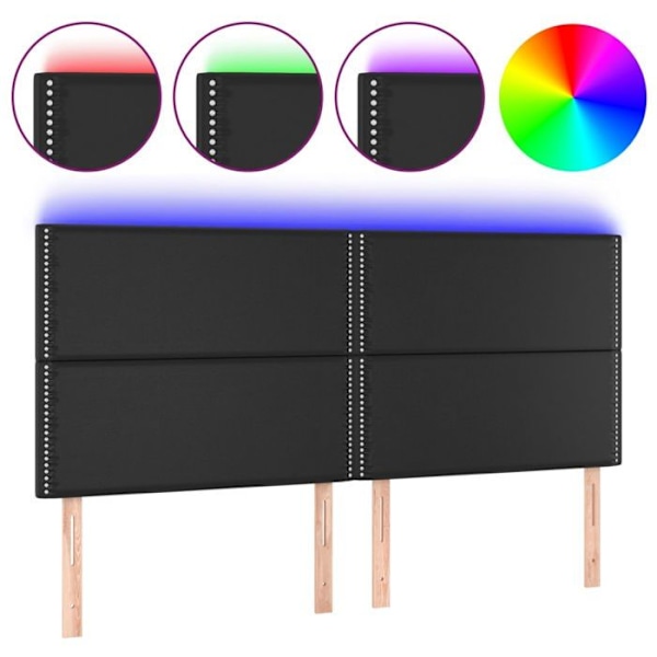 Sänggavel tillbehör säng sovrum möbel med LED 200 x 5 x 118/128 cm syntetisk svart TDL0200632 Svart
