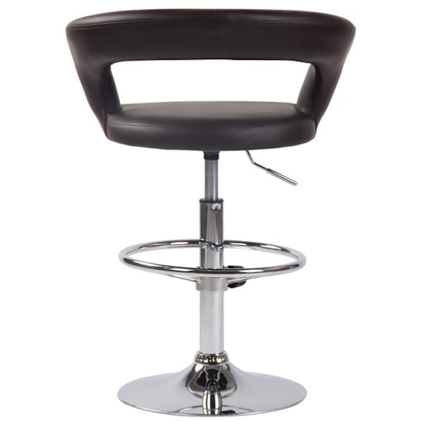 Barstol x1 modern sittplat i brun PVC, ben och fotstöd i kromat metall 10_0004992 kastanj