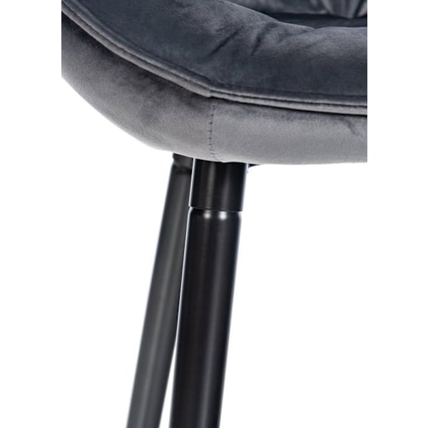 Barstol hög x1 sitskuddseffekt tufted i mörkgrå sammet och svart metall 10_0004892 Grå