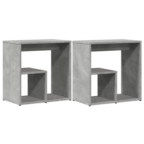 Set med 2 sidobord för växter 50 x 30 x 50 cm grå ingenjörsträ DEC032635 kastanj