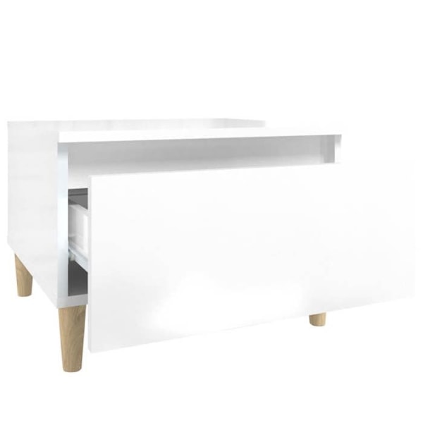 Afhængig bord til stuen, sofa-kantbord med skuffe, 50 x 46 x 35 cm, hvid glans, DEC032367 Vit