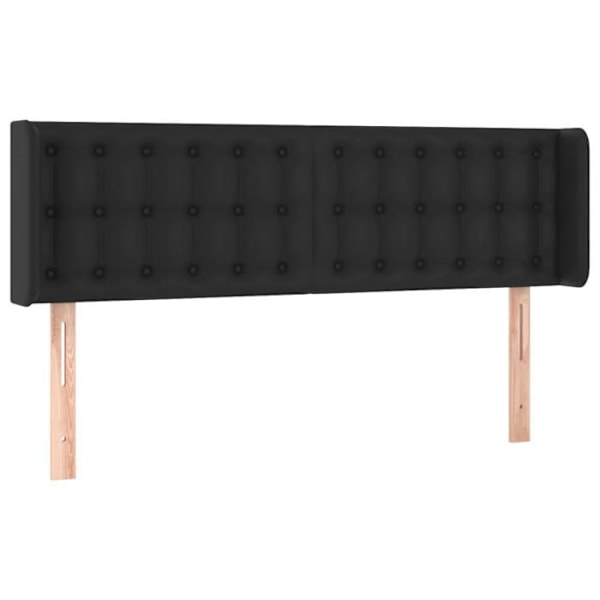 Hovedgærde - LED - Sort - 147x16x78/88 cm - Syntetisk læder - Moderne - Design Svart