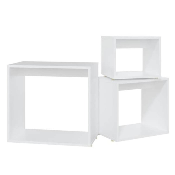 Set om 3 vita sidobord i agglomerat DEC032694 Vit
