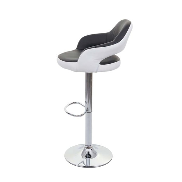 Barstol, drejelig bardisk taburet med ryg i sort og hvid PVC 04_0005281 Vit