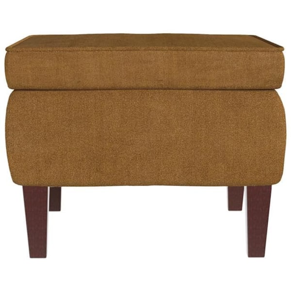 Taburet med sæde og fodstøtte i klassisk design med ben i træ og sæde i brun velour DEC026311 kastanj