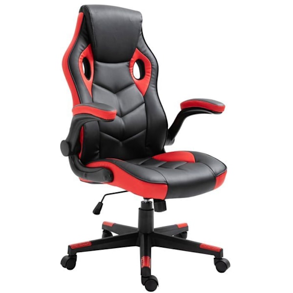 Kontor stol gamer ergonomisk justerbar drejelig rød/sort