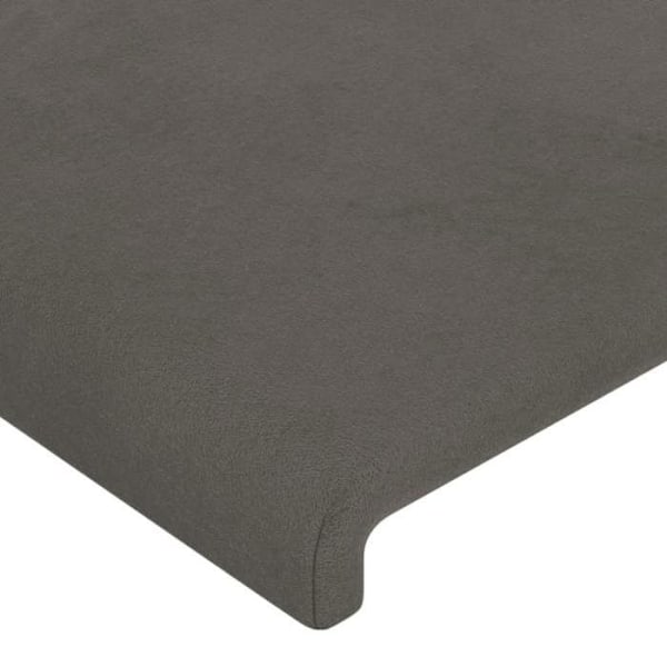 Sengegavl med tilbehør til seng, soveværelse, møbel med sidekant 203 x 16 x 78/88 mørkegrå velour