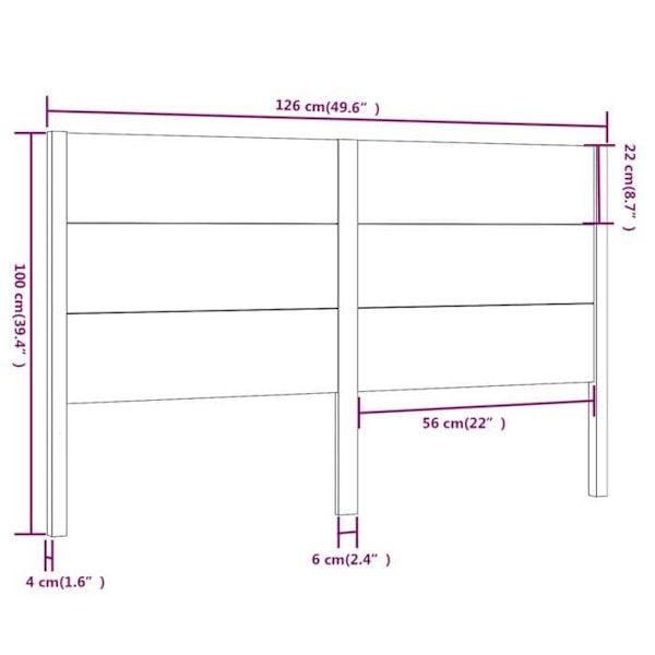Hovedgavl til seng til soveværelse møbel 126 x 4 x 100 cm lysbrunt massivt træ TDL0203058