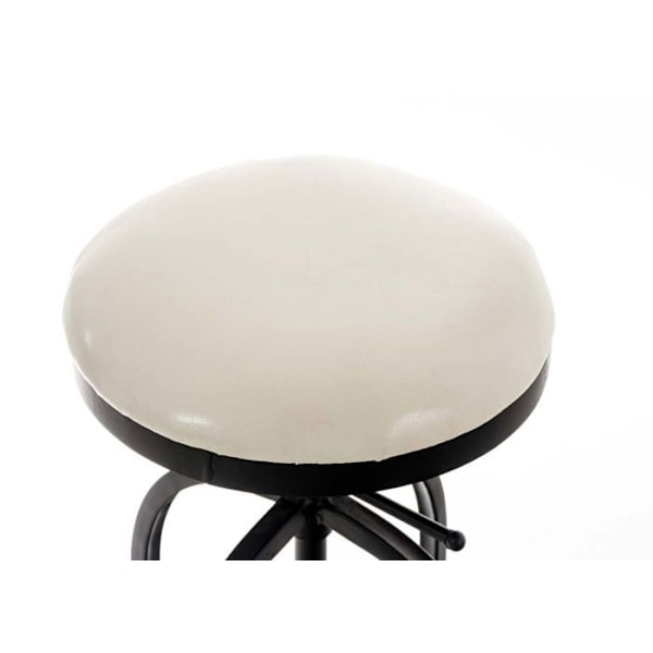 Industriel design barstol med justerbar højde i sort metal og sæde i hvid PVC 10_0005360 Vit