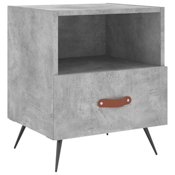 Sæt af 2 natborde med skuffe og åbent rum 40 x 35 x 47,5 cm i grå ingeniørtræ og jern DEC035903 kastanj