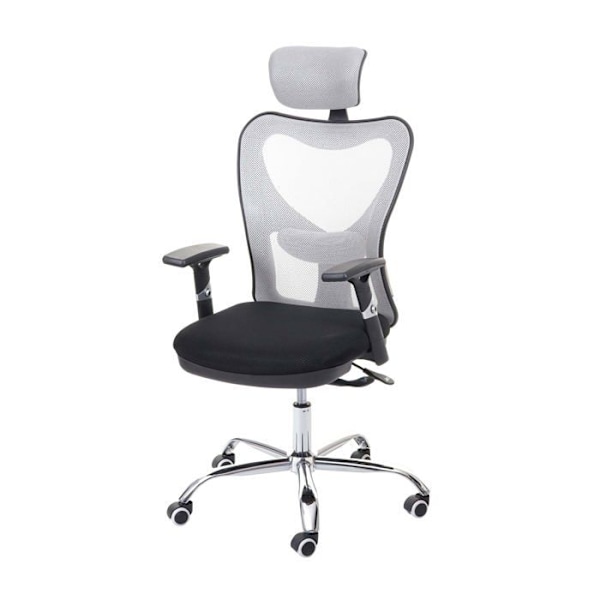 Ergonomisk kontorstol med drejefunktion, vippefunktion, belastning op til 150 kg, sort-grå mesh stof