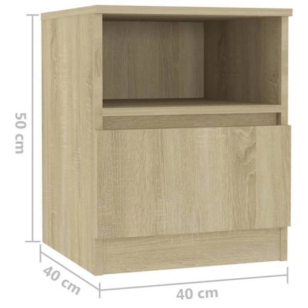Sæt med 2 natborde med skuffe og hylde 40 x 40 x 50 cm sponplade farve eg DEC035268 Flerfärgad