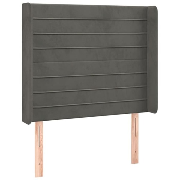 Sänggavel - Ej specificerad - 93x16x118/128 cm - Mörkgrå sammet - Integrerad LED - Modern design Mörkgrå