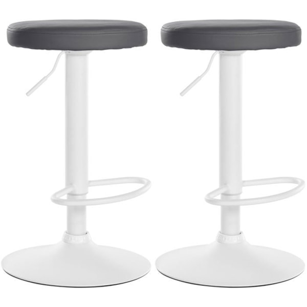 Barstole - Décoshop26 - TDB10680 - Sæt af 2 - Højdejusterbar - Moderne design Vit