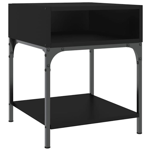 2 kpl yöpöytiä avoimella osastolla 40 x 41 x 50 cm mustaa puukomposiittia ja rautaa DEC035583 kastanj
