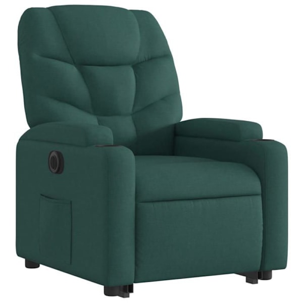 Very comfortable reclining TV armchair with electric lift function in dark green fabric DEC028591 Guld