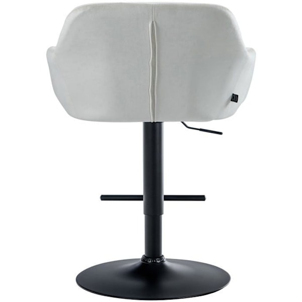 Barstol høj x1 med 360° drejefunktion i cremevelour med dekorative syninger, metalstel i sort 10_0005268 Grädde