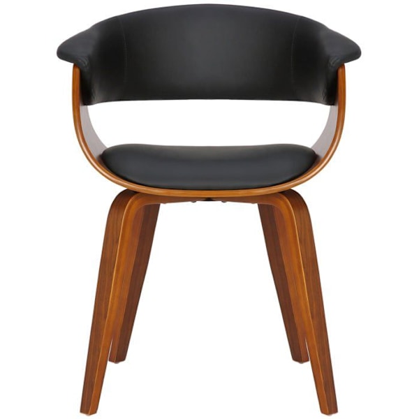 2 kpl retro-design ruokailutilan tuoleja, ruskea puurakenne ja musta PVC-istuin 10_0001686 kastanj