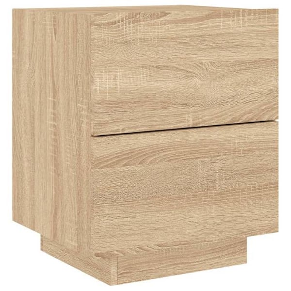 Yökaappi, jossa on laatikoita ja LED-valaistus, koko 45 x 40 x 55 cm, valmistettu engineering-puusta, tammen värinen DEC032772 kastanj