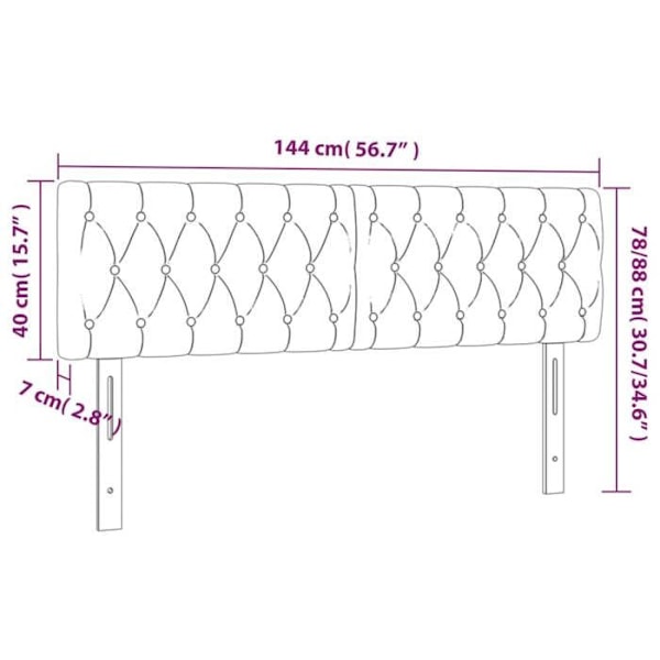 Sänggavel tillbehör sängrum möbel med LED 144 x 7 x 78/88 cm mörkgrå sammet TDL0201143 Grå