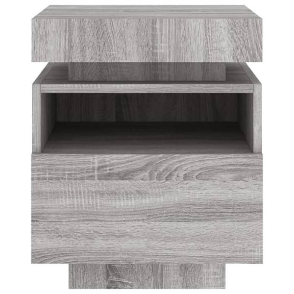 Yöpöytä laatikolla ja LED-valaistuksella 40 x 39 x 48,5 cm harmaasta rakennuspuusta DEC032787 kastanj
