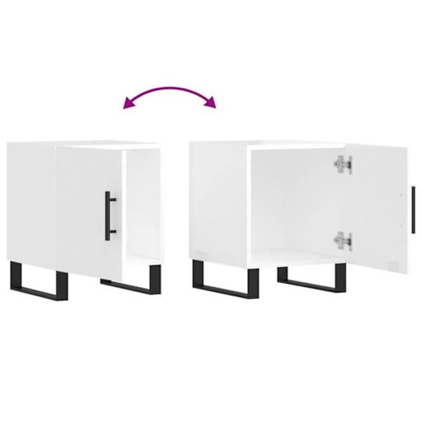 Nattested med skuffe og dør 40 x 40 x 50 cm hvid højglans ingeniørtræ DEC033490 Vit