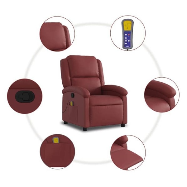 TV-vingestol med massagefunktion, justerbar, 6 massagepunkter i bordeaux PVC DEC027076 Guld