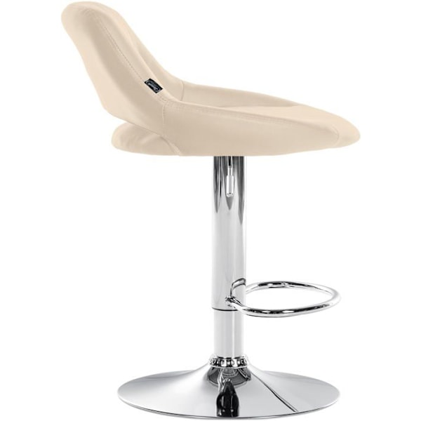 Barstol x1 med bøjle, drejelig og justerbar i creme PVC og metal 10_0005210 Grädde