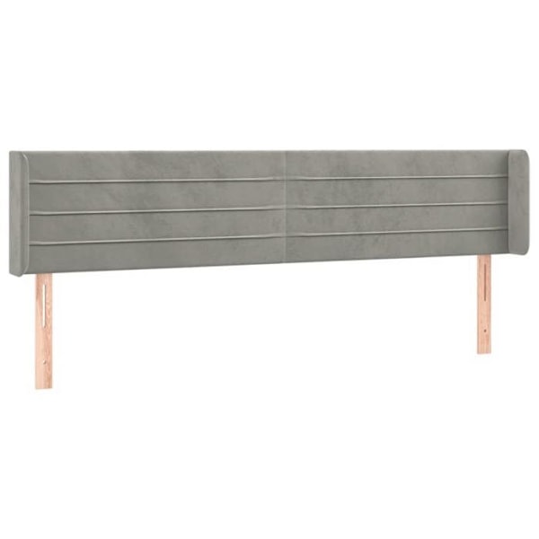 Hovedgavl - Ikke specificeret - 203x16x78/88 cm - Lysegrå velour - Klassisk stil - Ører Ljusgrått