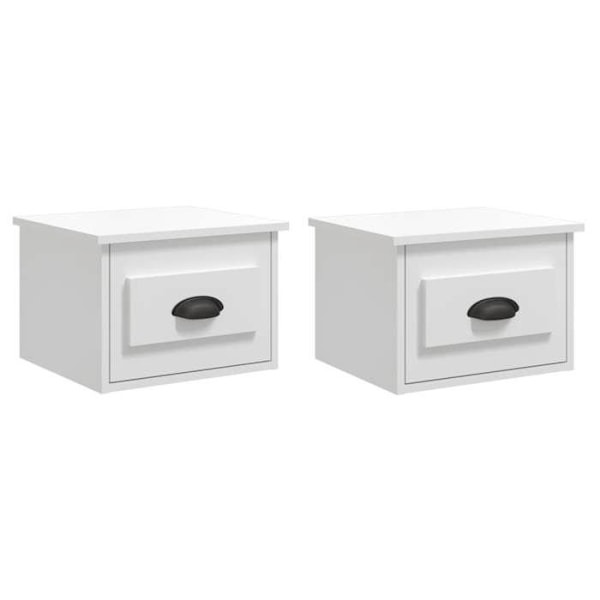 Sæt af 2 væghængte natborde med skuffe 41,5 x 36 x 28 cm hvidt ingeniørtræ DEC036031 Vit