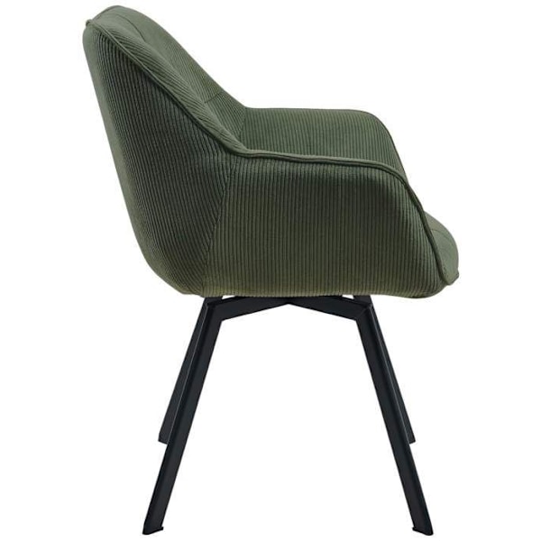 Comfortabel, drejbar dining chair i grøn fløjl og sort metal 10_0002035 Metall