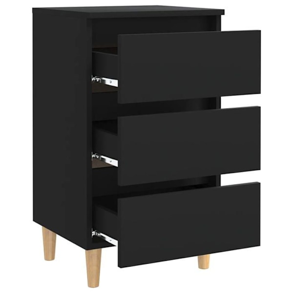 Sæt med 2 natborde med 3 skuffer 40 x 35 x 69 cm sort ingeniørtræ DEC035947 kastanj