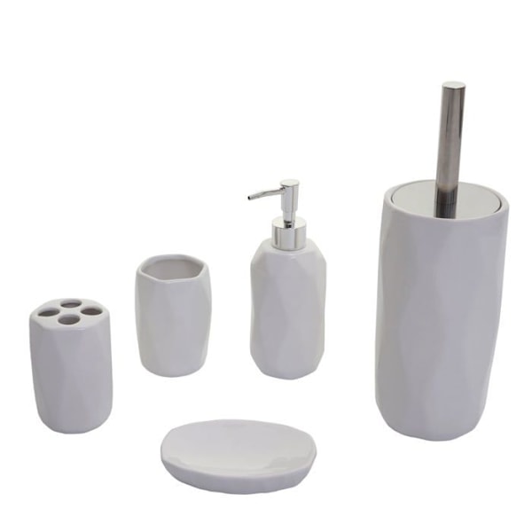 Badeværelsesaccessories 5 dele porcelæn hvid