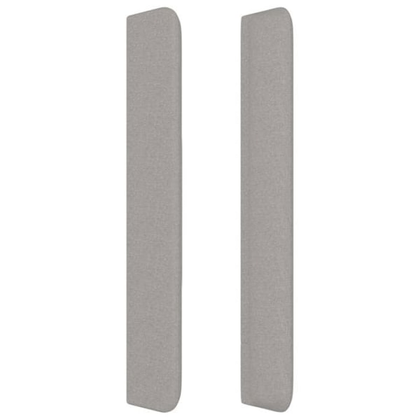 Huvudgavel sängtillbehör sovrum möbel med sidokant 203 x 16 x 118/128 ljusgrå tyg