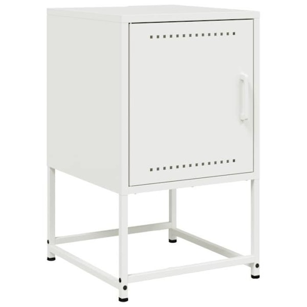 Nattbord med opbevaringsplads med dør 36 x 39 x 60,5 cm hvid stål DEC033313 Vit